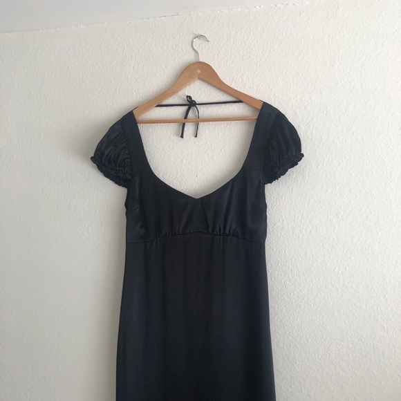 NWT REFORMATION Black silk open back dress - Picture 2 of 6